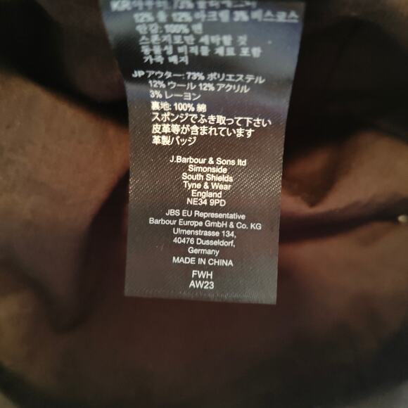 BARBOUR Unisex Cheviot Flat Cap in Olive Herringbone Size Small NWOT - Picture 8 of 8